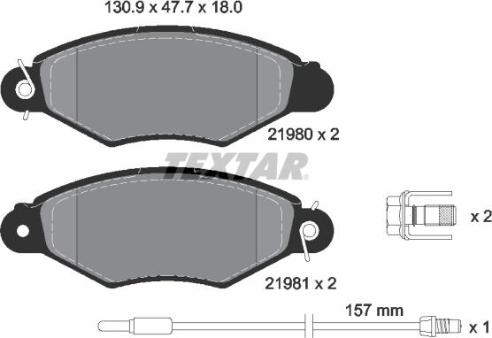 Textar 2198003 - Тормозные колодки, дисковые, комплект unicars.by