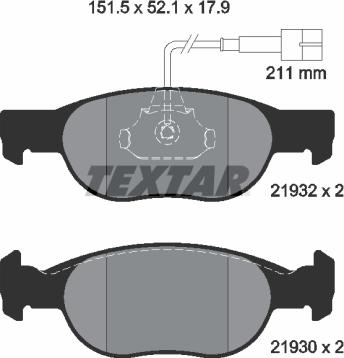 Textar 2193201 - Тормозные колодки, дисковые, комплект unicars.by