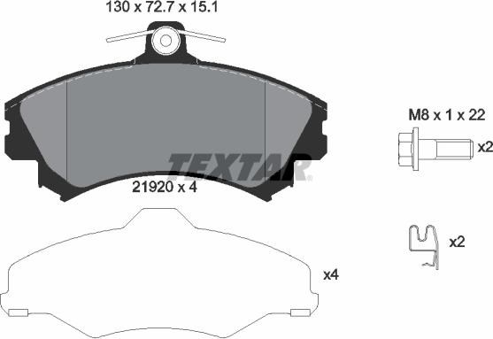 Textar 2192001 - Тормозные колодки, дисковые, комплект unicars.by