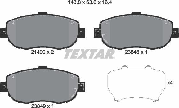 Textar 2149001 - Тормозные колодки, дисковые, комплект unicars.by