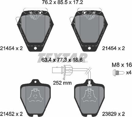 Textar 2145401 - Тормозные колодки, дисковые, комплект unicars.by