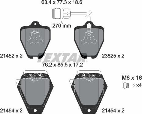 Textar 2145201 - Тормозные колодки, дисковые, комплект unicars.by