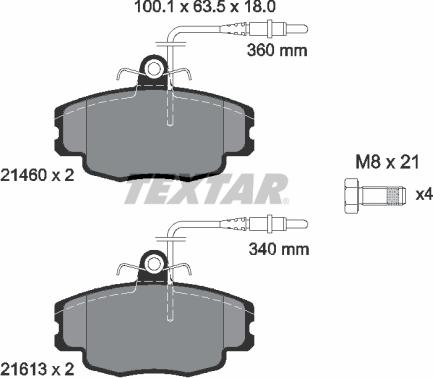 Textar 2146002 - Тормозные колодки, дисковые, комплект unicars.by