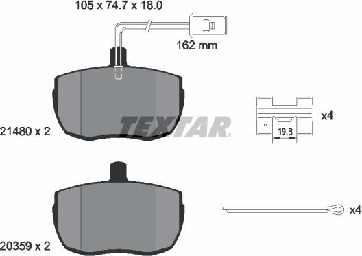 Textar 2148001 - Тормозные колодки, дисковые, комплект unicars.by