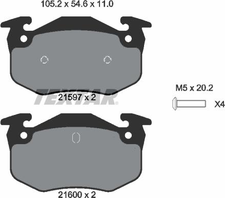 Textar 2159701 - Тормозные колодки, дисковые, комплект unicars.by