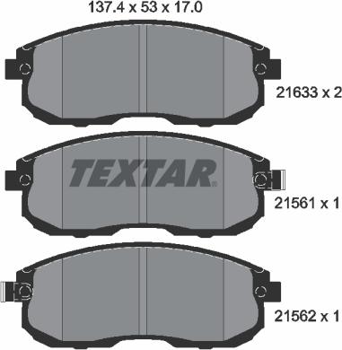 Textar 2156101 - Тормозные колодки, дисковые, комплект unicars.by