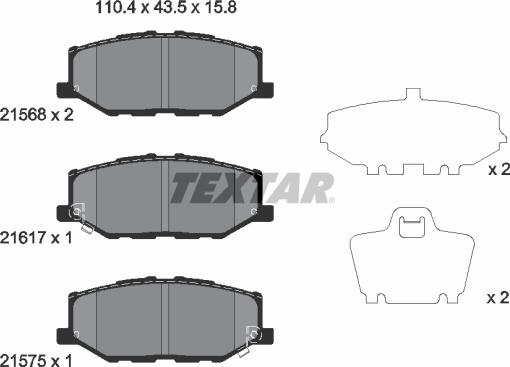 Textar 2156801 - Тормозные колодки, дисковые, комплект unicars.by