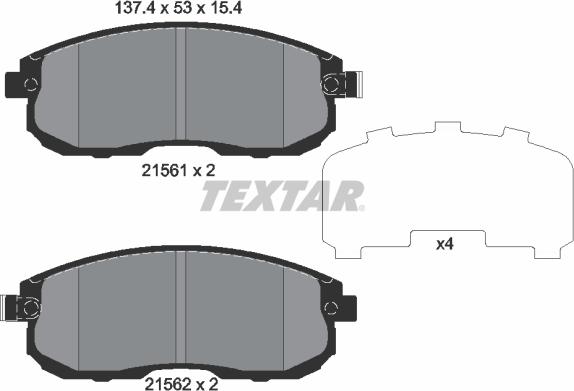 Textar 2156203 - Тормозные колодки, дисковые, комплект unicars.by