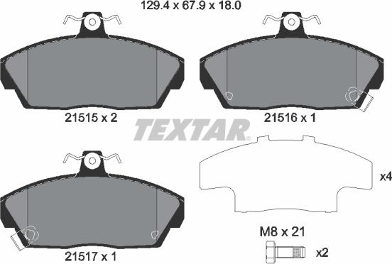 Textar 2151503 - Тормозные колодки, дисковые, комплект unicars.by