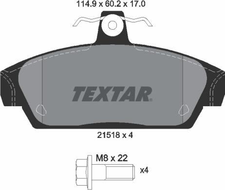 Textar 2151801 - Тормозные колодки, дисковые, комплект unicars.by