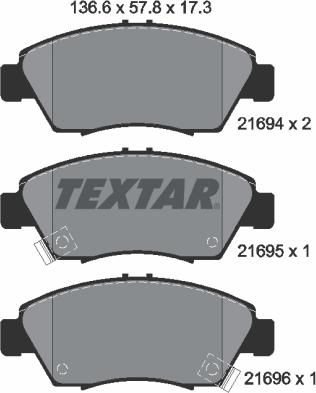 Textar 2169401 - Тормозные колодки, дисковые, комплект unicars.by