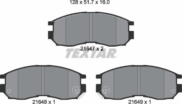 Textar 2164701 - Тормозные колодки, дисковые, комплект unicars.by