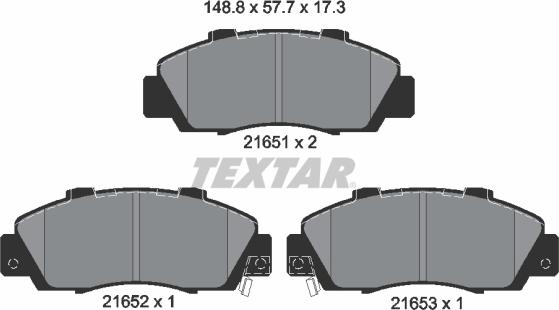 Textar 2165101 - Тормозные колодки, дисковые, комплект unicars.by