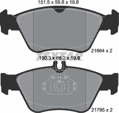 Textar 2166404 - Тормозные колодки, дисковые, комплект unicars.by