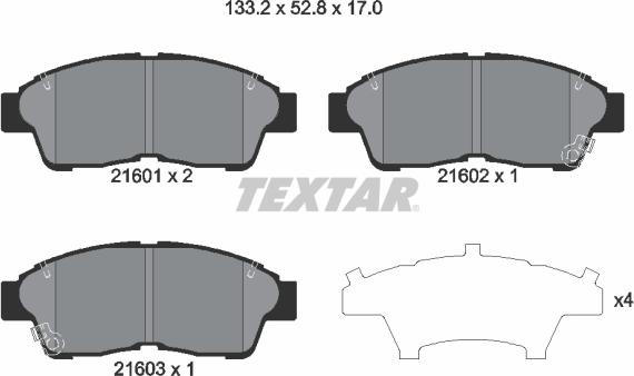 Textar 2160101 - Тормозные колодки, дисковые, комплект unicars.by