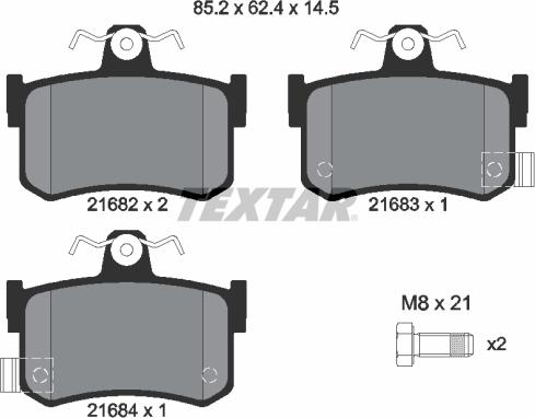 Textar 2168202 - Тормозные колодки, дисковые, комплект unicars.by