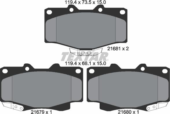 Textar 2167904 - Тормозные колодки, дисковые, комплект unicars.by