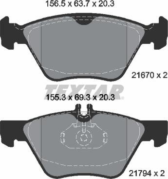 Textar 2167001 - Тормозные колодки, дисковые, комплект unicars.by