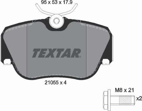 Textar 2105503 - Тормозные колодки, дисковые, комплект unicars.by