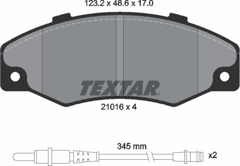 Textar 2101602 - Тормозные колодки, дисковые, комплект unicars.by