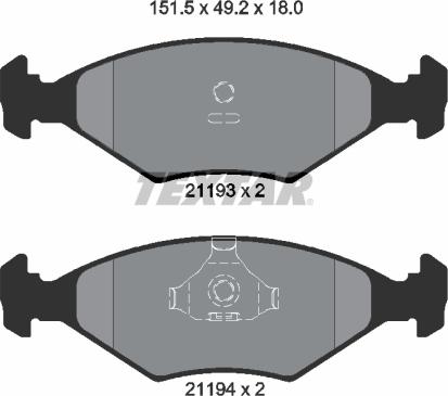 Textar 2119301 - Тормозные колодки, дисковые, комплект unicars.by