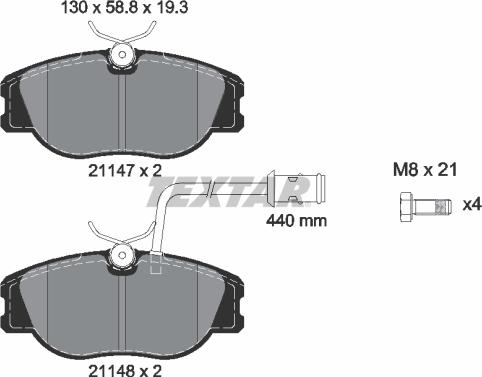 Textar 2114703 - Тормозные колодки, дисковые, комплект unicars.by