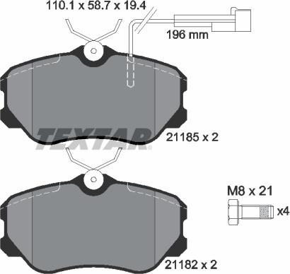 Textar 2118503 - Тормозные колодки, дисковые, комплект unicars.by