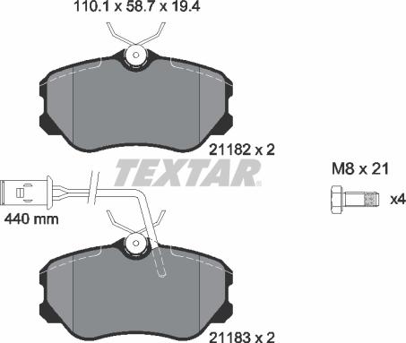 Textar 2118204 - Тормозные колодки, дисковые, комплект unicars.by