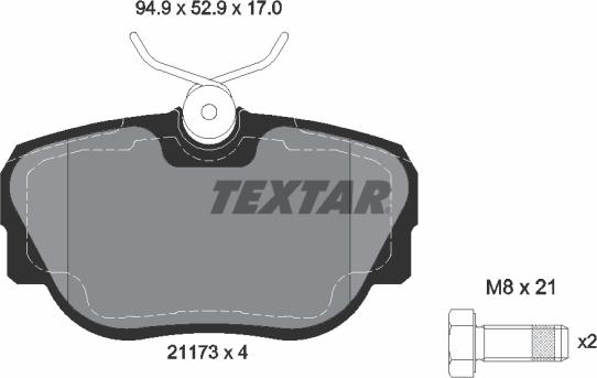 Textar 2117302 - Тормозные колодки, дисковые, комплект unicars.by