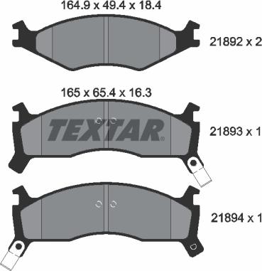 Textar 2189202 - Тормозные колодки, дисковые, комплект unicars.by