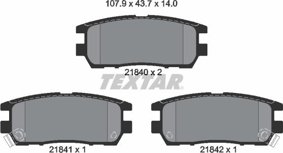 Textar 2184002 - Тормозные колодки, дисковые, комплект unicars.by