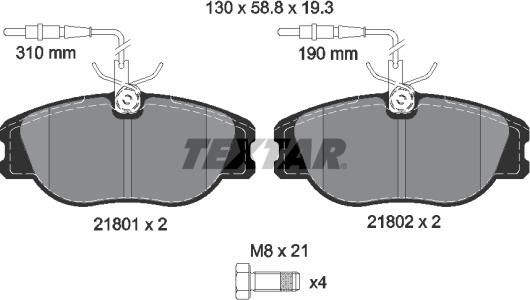 Textar 2180101 - Тормозные колодки, дисковые, комплект unicars.by