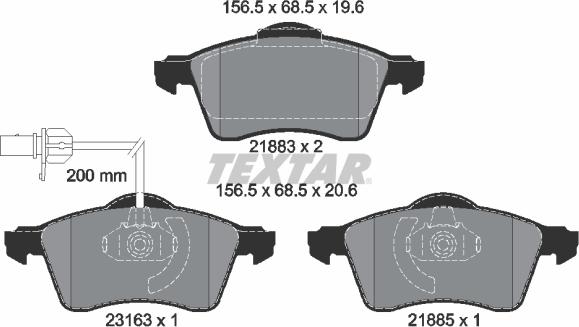 Textar 2188501 - Тормозные колодки, дисковые, комплект unicars.by