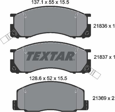 Textar 2183601 - Тормозные колодки, дисковые, комплект unicars.by