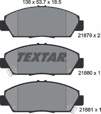 Textar 2187901 - Тормозные колодки, дисковые, комплект unicars.by