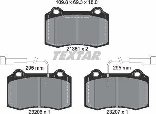 Textar 2138103 - Тормозные колодки, дисковые, комплект unicars.by