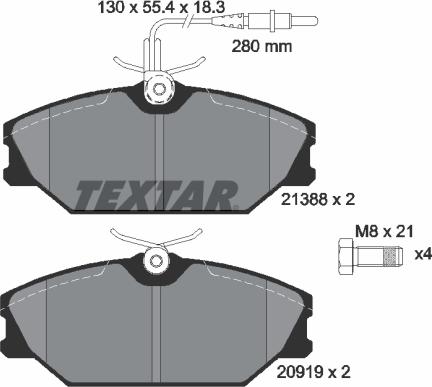 Textar 2138802 - Тормозные колодки, дисковые, комплект unicars.by