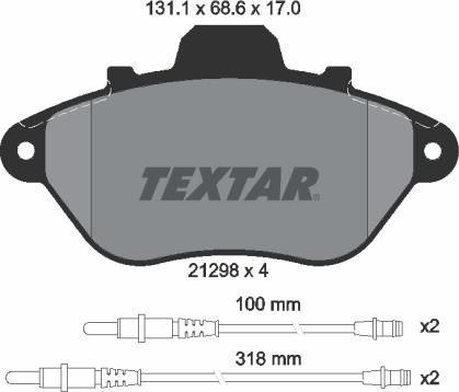 Textar 2129802 - Тормозные колодки, дисковые, комплект unicars.by