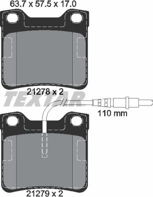 Textar 2127801 - Тормозные колодки, дисковые, комплект unicars.by