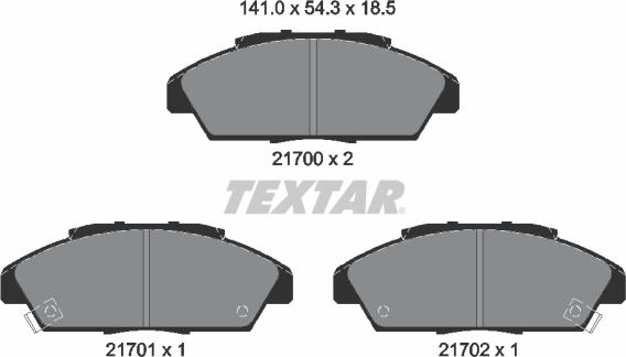 Textar 2170001 - Тормозные колодки, дисковые, комплект unicars.by