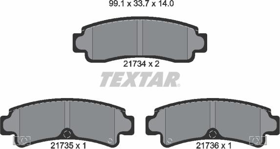 Textar 2173401 - Тормозные колодки, дисковые, комплект unicars.by