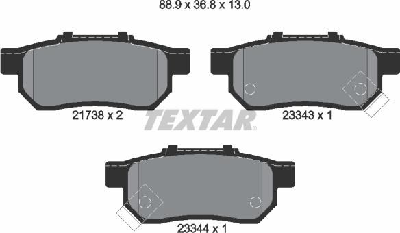 Textar 2173801 - Тормозные колодки, дисковые, комплект unicars.by