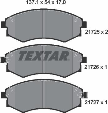 Textar 2172501 - Тормозные колодки, дисковые, комплект unicars.by