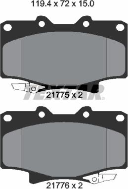 Textar 2177501 - Тормозные колодки, дисковые, комплект unicars.by