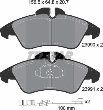 Textar 2399002 - Тормозные колодки, дисковые, комплект unicars.by