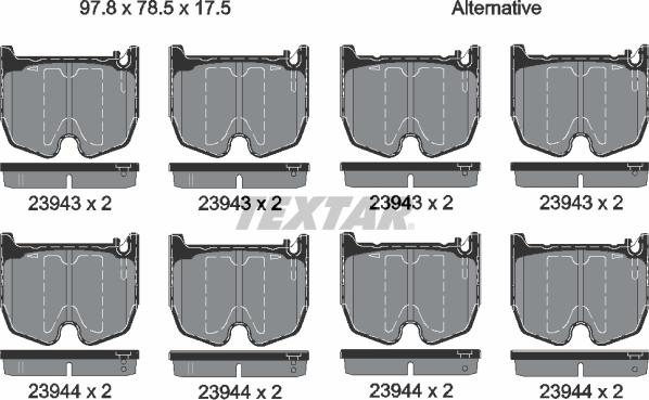 Textar 2394301 - Тормозные колодки, дисковые, комплект unicars.by