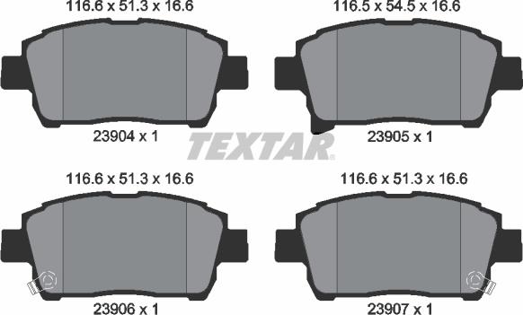 Textar 2390401 - Тормозные колодки, дисковые, комплект unicars.by