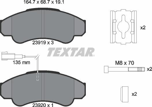 Textar 2391901 - Тормозные колодки, дисковые, комплект unicars.by