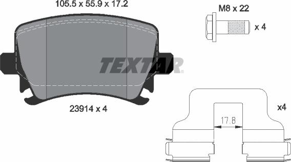 Textar 2391401 - Тормозные колодки, дисковые, комплект unicars.by