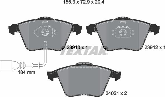 Textar 2391301 - Тормозные колодки, дисковые, комплект unicars.by